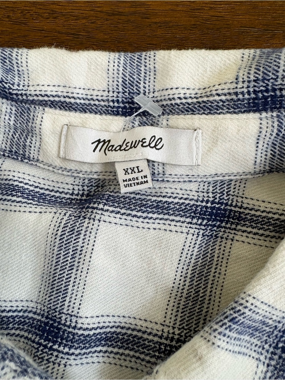 Madewell Flannel Hartfield Cropped Windowpane Royal Button Up Shirt Women XXL - Picture 4 of 11